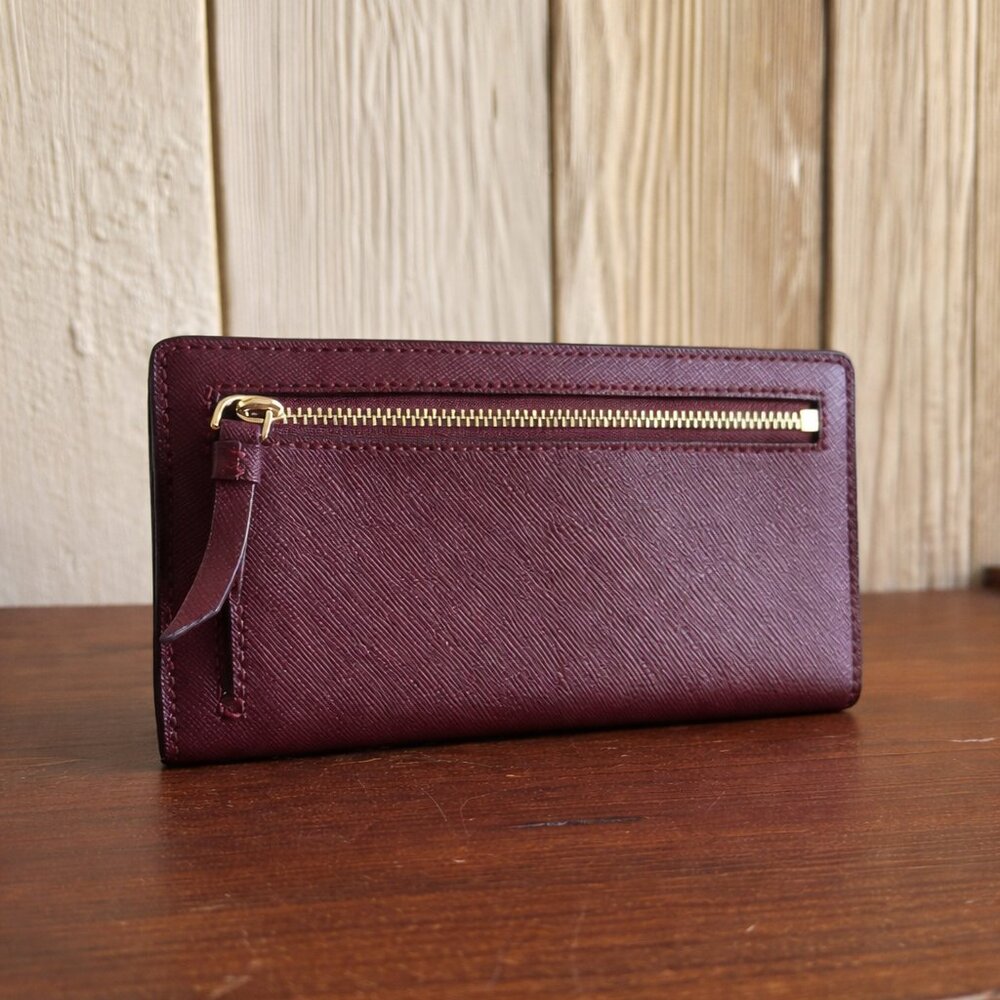 Kate Spade Cherrywood Saffiano Leather Large Slim Bifold Wallet - Picture 2 of 4